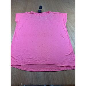 Design History Womens M Coral Pink Rhinestone Embellished Top NWT